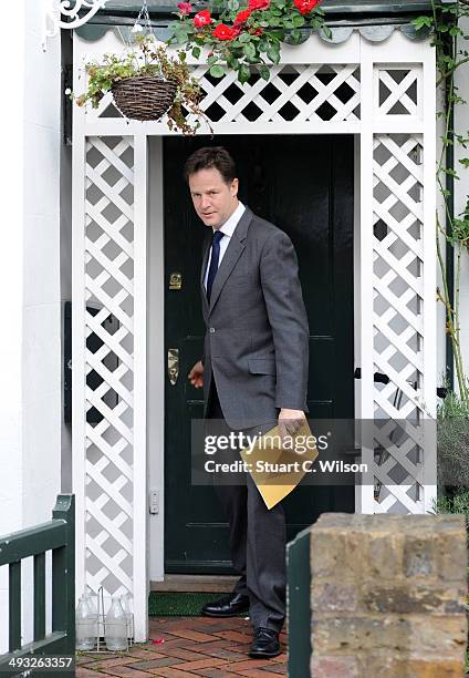 Nick Clegg leaves his home this morning after disappointing results in the UK Local elections on May 23, 2014 in London, United Kingdom. Early local...