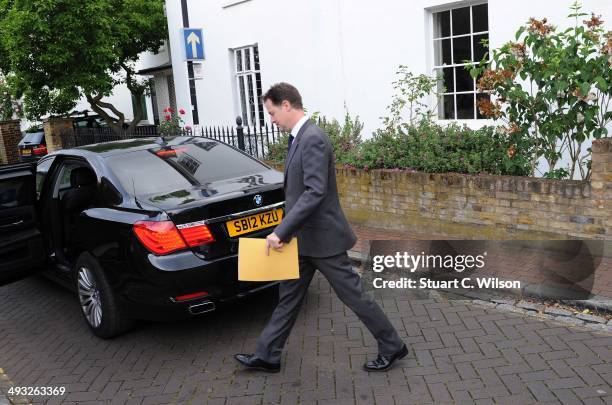 Nick Clegg leaves his home this morning after disappointing results in the UK Local elections on May 23, 2014 in London, United Kingdom. Early local...