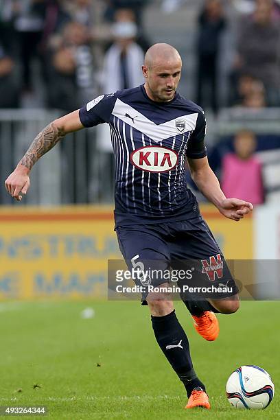 Nicolas Pallois for FC Girondins de Bordeaux in action during the French Ligue 1 game between FC Girondins de Bordeaux and Montpellier Herault SC at...