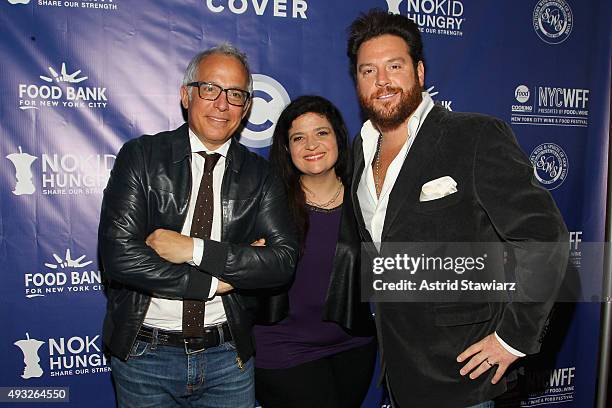 Chefs Geofrey Zakarian, Alex Guarnaschelli and Scott Conant attend Best Bloody Mary Brunch Presented By Velocity Hosted By The Cast Of Chopped during...