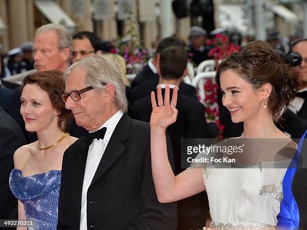 Simone Kirby, Ken Loach and Aisling Franciosi attend the 'Jimmy's Hall' premiere during the 67th Annual Cannes Film Festival on May 22, 2014 i n...
