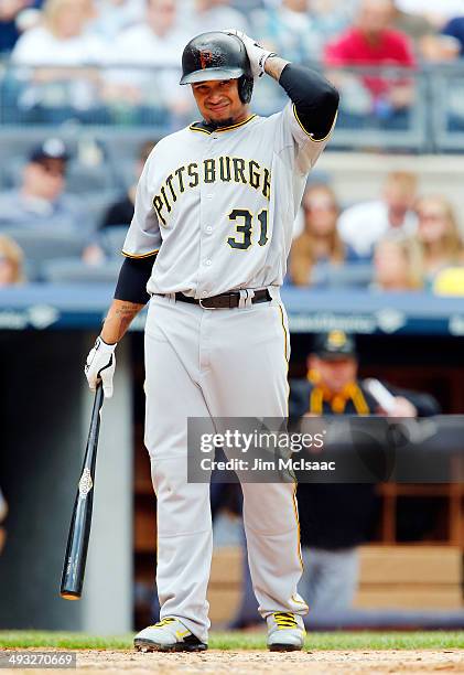 Jose Tabata of the Pittsburgh Pirates in action against the New York Yankees at Yankee Stadium on May 18, 2014 in the Bronx borough of New York City....