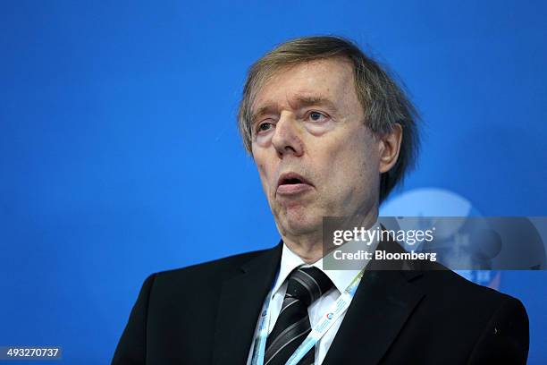 Hubertus von Grunberg, chairman of the board of directors at ABB Ltd., speaks during a session at the St. Petersburg International Economic Forum in...