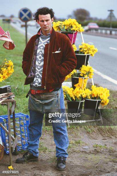 Manchester United and Wales player Ryan Giggs poses during a Reebok TV Commercial in 1998