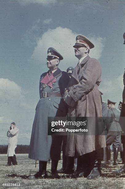 German Chancellor Adolf Hitler attends pre war army Manoeuvres with Commander-in-Chief Field Marshal Walther von Brauchitsch circa 1938.