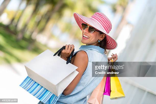 happy shopping woman - sunny florida stock pictures, royalty-free photos & images