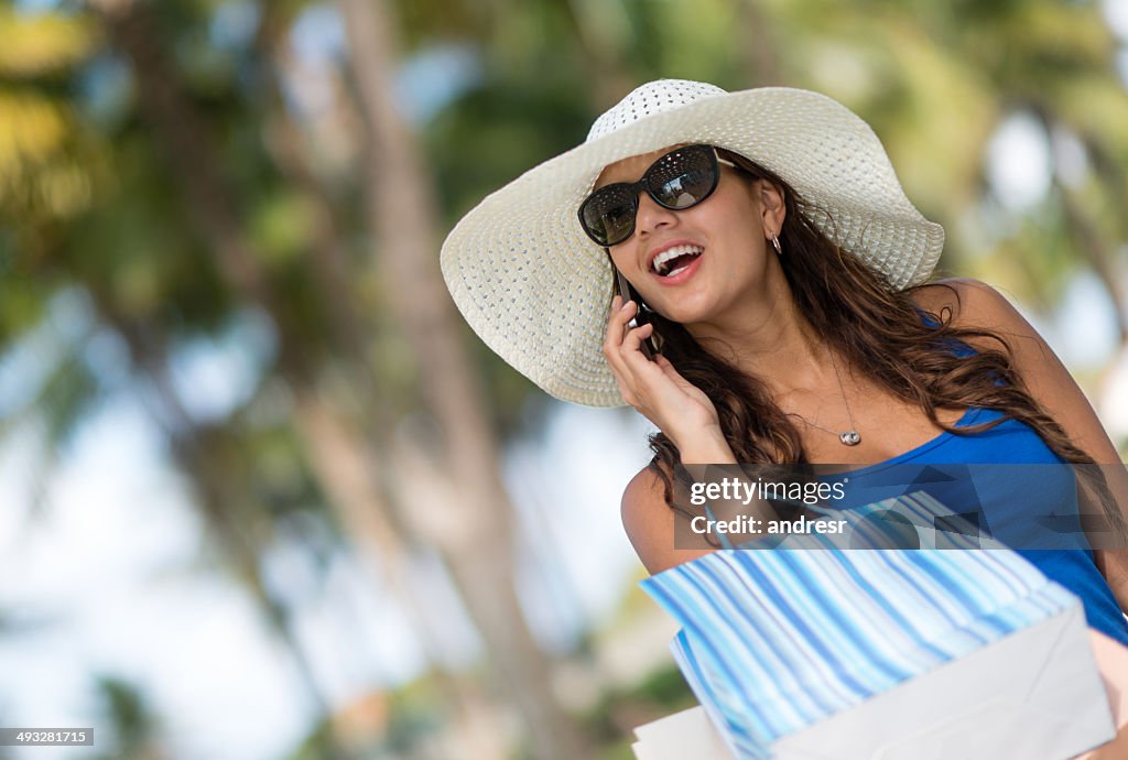 Woman on the phone and shopping