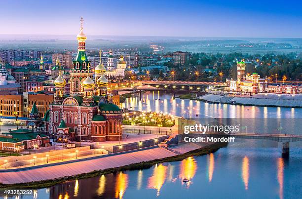 city embankment at night with illumination - russia architecture stock pictures, royalty-free photos & images