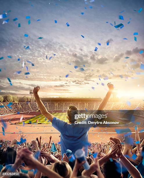 fans at . stadium with running tracks - fan stockfoto's en -beelden