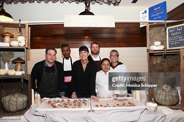 Matt Defazio, Francky Etienne, Erin Chicmar, Lee Chizmar, Cristina Zielo and Gina Digiacomo of Bolette attend The Lobster Place Presents Oyster Bash...