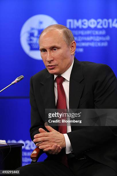 Vladimir Putin, Russia's president, speaks during a global business leaders summit at the St. Petersburg International Economic Forum in Saint...