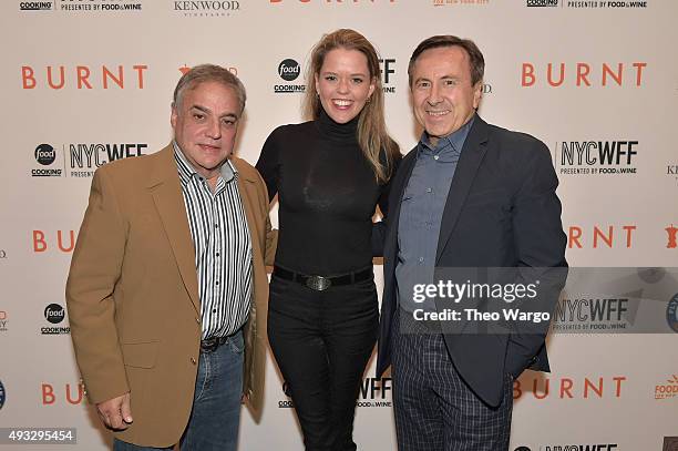 Founder & Director of SOBEWFF and NYCWFF Lee Schrager, chef Daniel Boulud and Katherine Gage attend the Private Screening Of BURNT, Q&A Panel And...