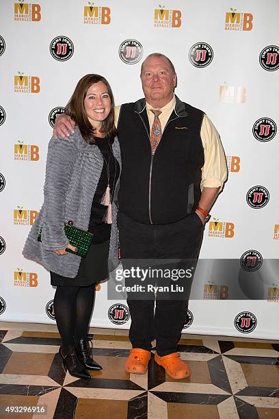 Guest and Mario Batali attend the 4th Annual Mario Batali Foundation Dinner honoring Gretchen Witt at Del Posto Ristorante on October 18, 2015 in New...