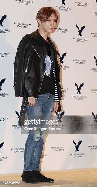 Jang Hyun-seung of Beast attends the American Eagle Outfitters Holiday Collection and its brand 'Aerie' launching event at Cycle de L'eau on October...