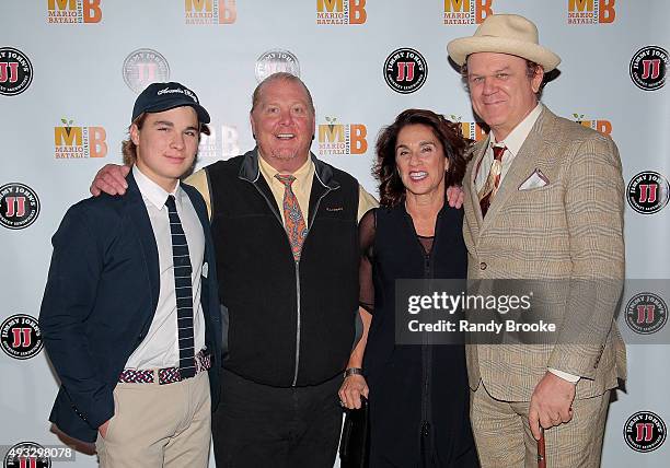 Leo Batali, Mario Batali, his wife Susan Cahn and John C. Reilly attend the 4th Annual Mario Batali Foundation dinner honoring Gretchen Witt at Del...