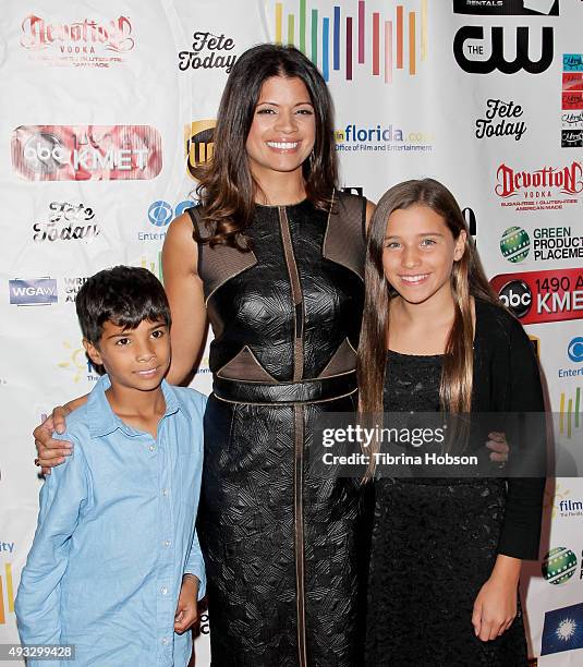 Andrea Navedo and her children attend the 11th annual LA Femme International Film Festival Awards Gala at The Los Angeles Theatre Center on October...