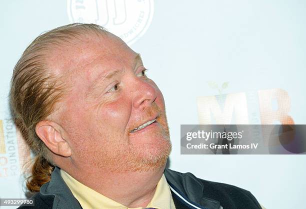 Mario Batali attends the 4th Annual Mario Batali Foundation dinner honoring Gretchen Witt at Del Posto Ristorante on October 18, 2015 in New York...