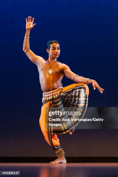 Indian Odissi dancer Rahul Acharya performs during the World Music Institute's 'Dancing The Gods' series at New York University's Skirball Center,...