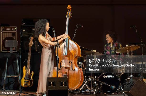 American Jazz musicians Esperanza Spalding, on upright acoustic bass, and Terri Lyne Carrington, on drums, perform at the 'Dianne Reeves and Friends'...