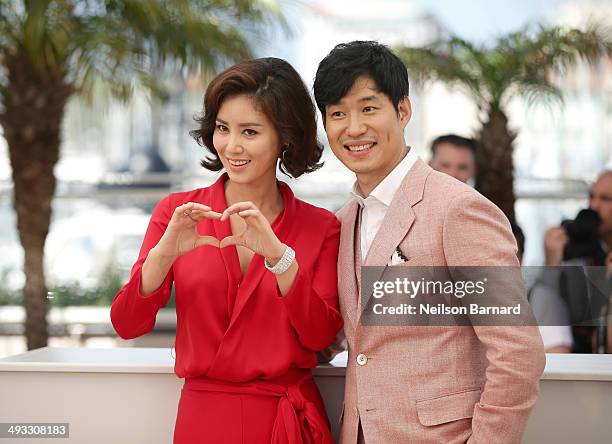 Actors Kim Sun Ruoungl and Yu Jun-Sang attend the "Pyo Jeok" Photocall during the 67th Annual Cannes Film Festival on May 23, 2014 in Cannes, France.