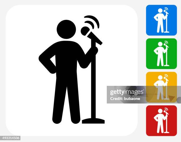 speech icon flat graphic design - commentator microphone stock illustrations