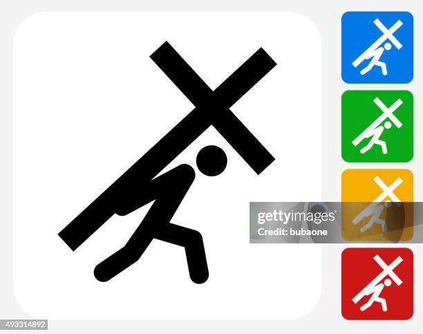 crucifixion icon flat graphic design - crossing lines stock illustrations