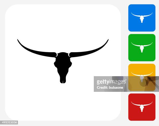 stockillustraties, clipart, cartoons en iconen met bull skull icon flat graphic design - stier