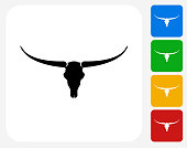 Bull Skull Icon Flat Graphic Design