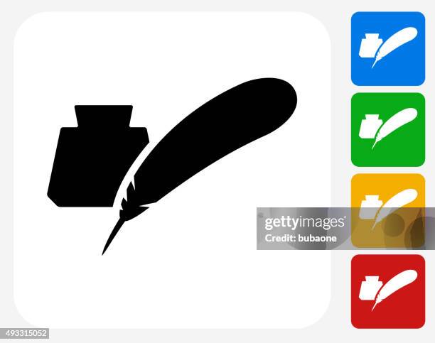 Premium Vector  Feather pen and ink set flat icon