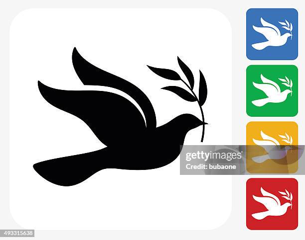 peace dove icon flat graphic design - peace sign gesture stock illustrations