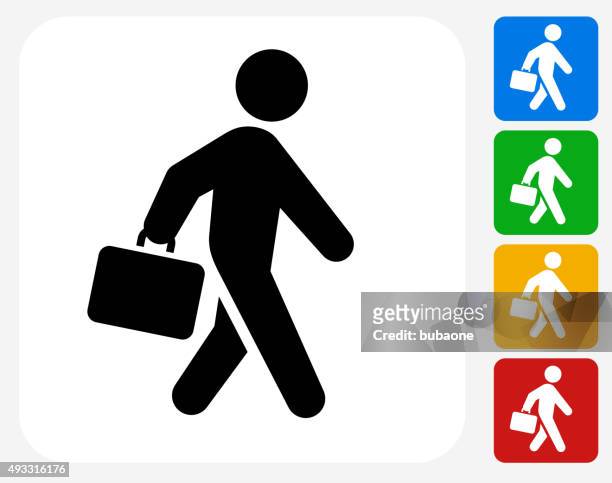 ilustraciones, imágenes clip art, dibujos animados e iconos de stock de maletín stick figure icon flat de diseño gráfico - maletín