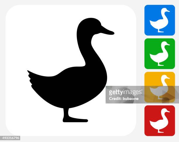 duck icon flat graphic design - water bird stock illustrations
