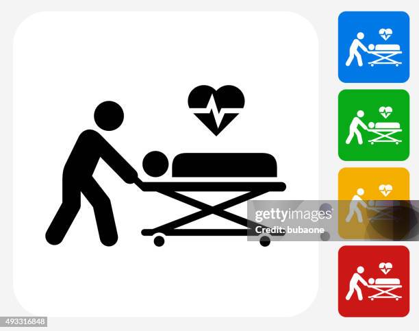 krankenpatient symbol flache grafik design - stretcher stock-grafiken, -clipart, -cartoons und -symbole