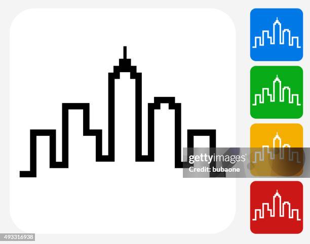 cityscape icon flat graphic design - new york state icon stock illustrations