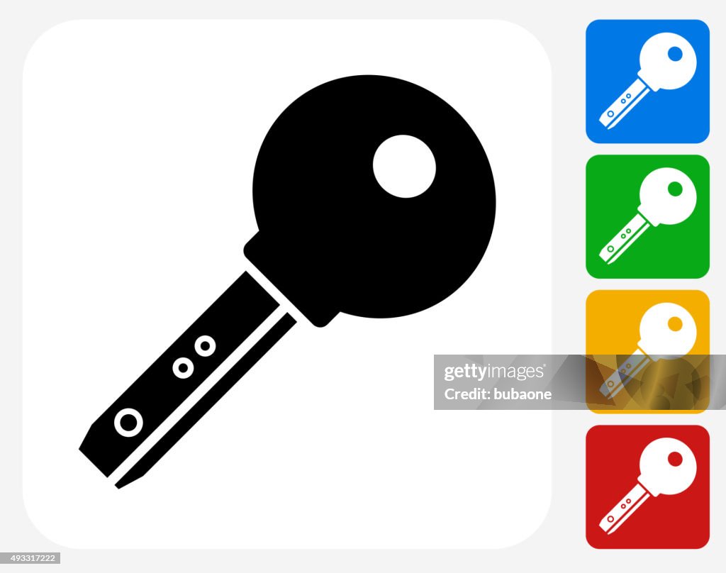 Car Key Icon Flat Graphic Design