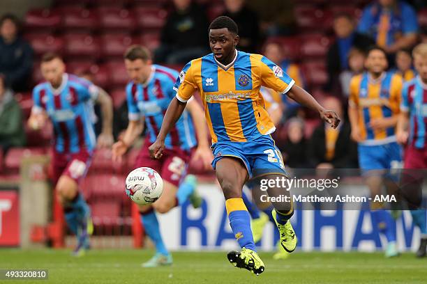 Larnell Cole of Shrewsbury Town during the Sky Bet League One match between Scunthorpe United and Shrewsbury Town at Glanford Park on October 17,...