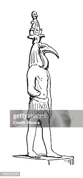 antique illustration of thoth - thoth stock illustrations