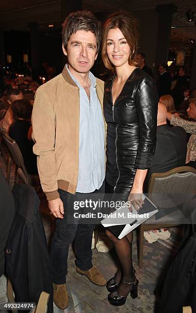 Noel Gallagher and Sara Macdonald attend The Q Awards drinks reception at The Grosvenor House Hotel on October 19, 2015 in London, England.