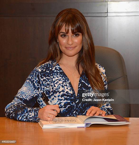 Actress Lea Michele signs copies of her new book "Brunette Ambition" at Barnes & Noble bookstore at The Grove on May 22, 2014 in Los Angeles,...