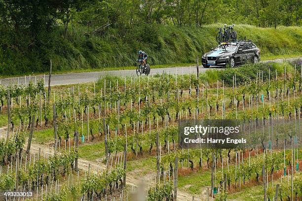 Chris Sutton of Australia and Team SKY in action during the twelfth stage of the 2014 Giro d'Italia, a 42km Individual Time Trial stage between...