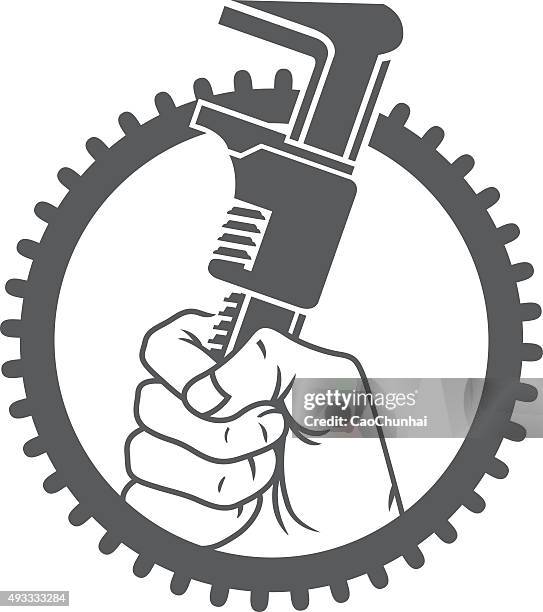 illustrazioni stock, clip art, cartoni animati e icone di tendenza di con una chiave - adjustable wrench