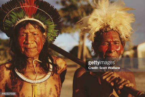 Kayapo people in the Amazon Basin, Brazil, 2002.