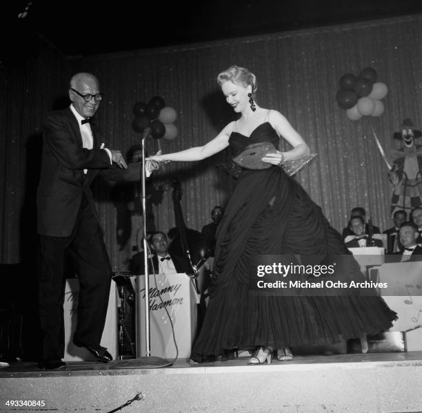 Actress Anne Francis attends the Makeup Artist Ball in Los Angeles, California.