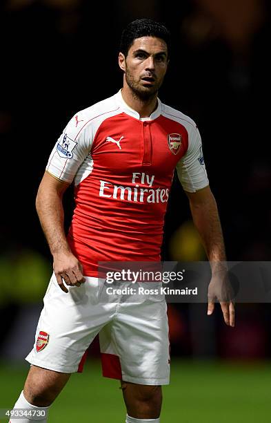 Mikel Arteta of Arsenal during the Barclays Premier League match between Watford and Arsenal at Vicarage Road on October 17, 2015 in Watford, England.