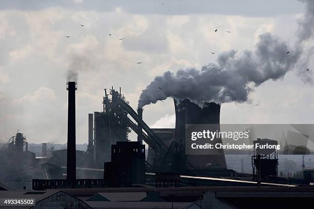 View of the Tata Steel processing plant at Scunthorpe which may make 1200 workers redundant on October 19, 2015 in Scunthorpe, England. Up to one in...