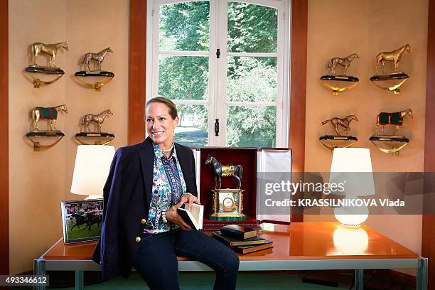 Princess Zahra Aga Khan in her office at her horses training center in Chantilly on September 9, 2015.