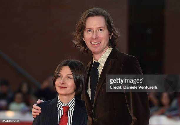 Wes Anderson and Donna Tartt walk the red carpet during the 10th Rome Film Fest at Auditorium Parco Della Musica on October 19, 2015 in Rome, Italy.
