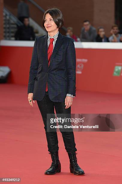 Donna Tartt walks the red carpet during the 10th Rome Film Fest at Auditorium Parco Della Musica on October 19, 2015 in Rome, Italy.