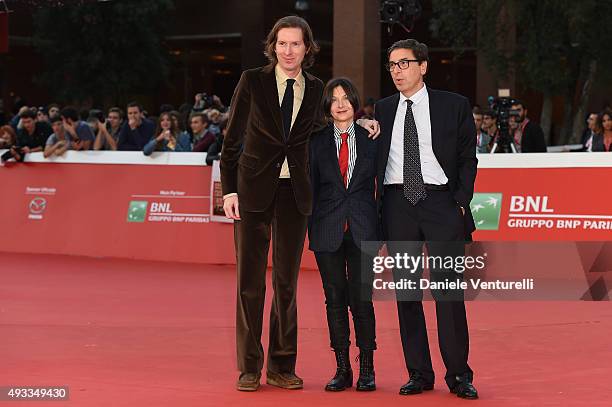 Wes Anderson, Donna Tartt and Antonio Monda walk the red carpet during the 10th Rome Film Fest at Auditorium Parco Della Musica on October 19, 2015...