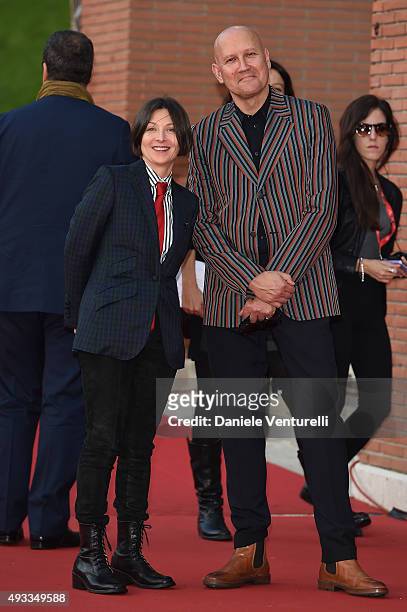Donna Tartt and Simon Costin walk the red carpet during the 10th Rome Film Fest at Auditorium Parco Della Musica on October 19, 2015 in Rome, Italy.